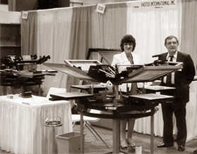 Vastex founders Fannie and Michael Vasilantone at a screen printing tradeshow.